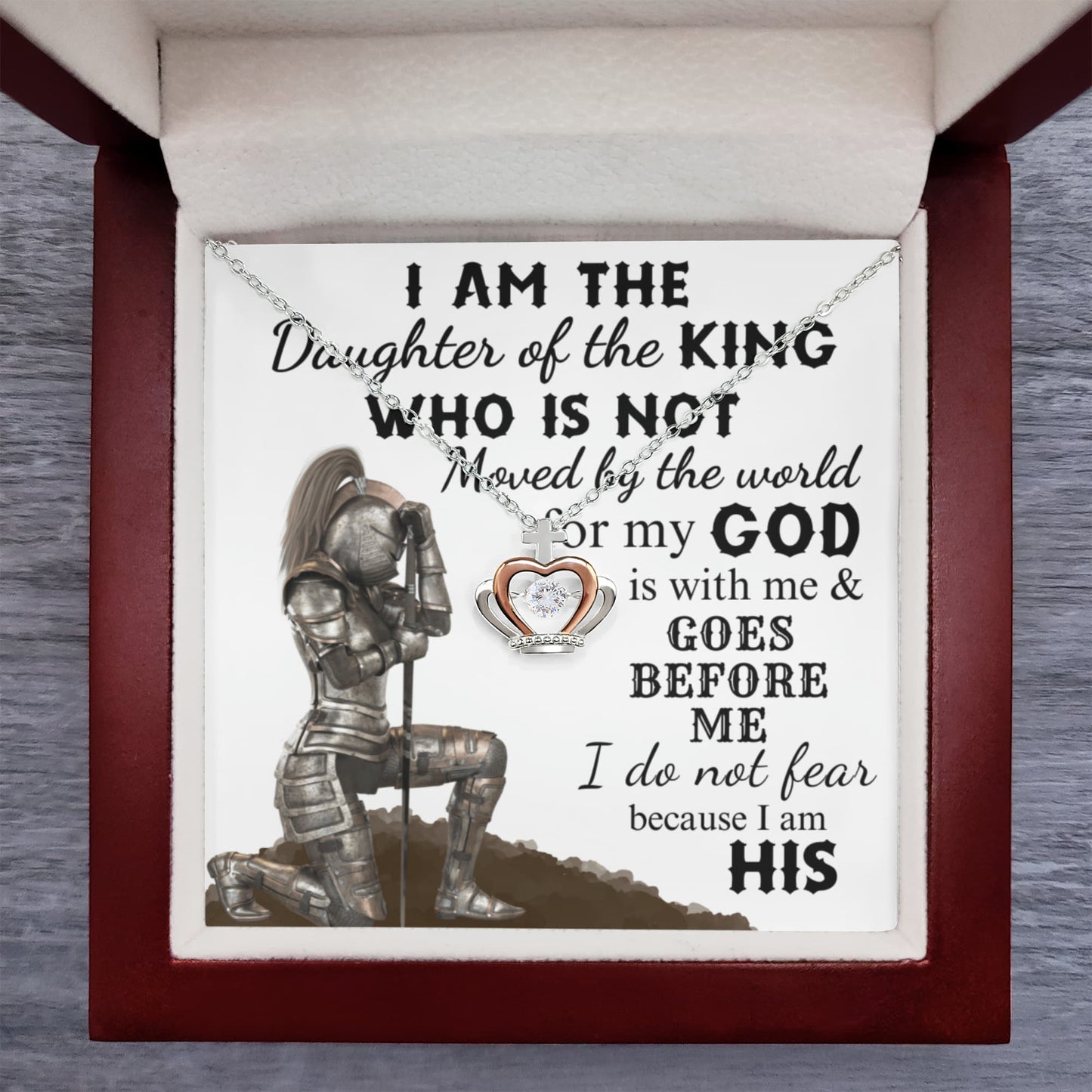 Daughter of the King Crown Pendant Necklace - Inspirational Christian Jewelry Gift