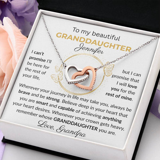 Granddaughter Gift - Beautiful Custom Gift Set R-Interlocking Heart Necklace