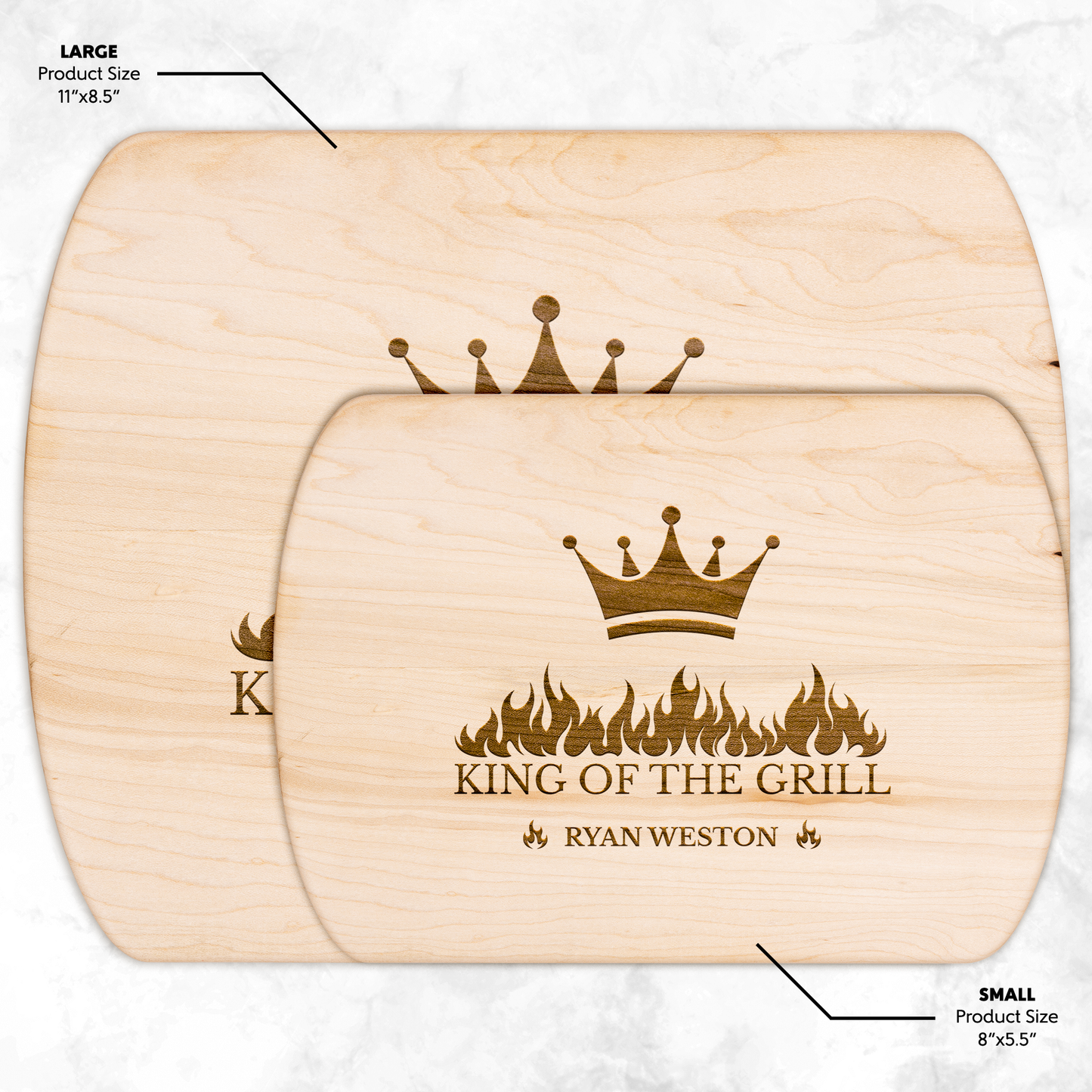 Personalized KING OF THE GRILL Hardwood Oval Cutting Board