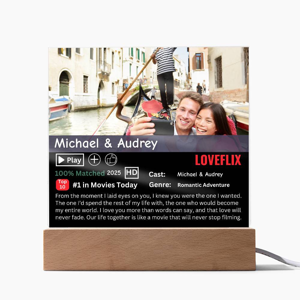 Personalized Loveflix Acrylic Plaque - Perfect Gift