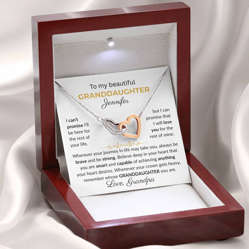 Granddaughter Gift - Beautiful Custom Gift Set - Interlocking Heart Necklace