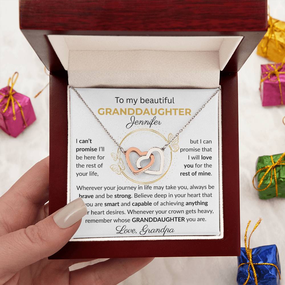 Granddaughter Gift - Beautiful Custom Gift Set R-Interlocking Heart Necklace