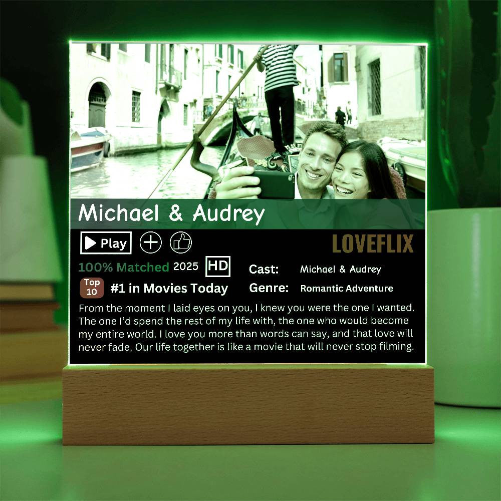 Personalized Loveflix Acrylic Plaque - Perfect Gift