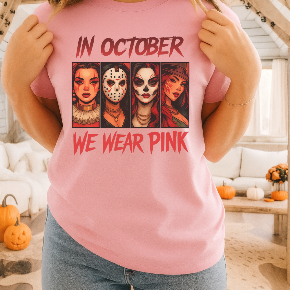 "In October We Wear Pink T-Shirt - Breast Cancer Awareness Unisex Tee"