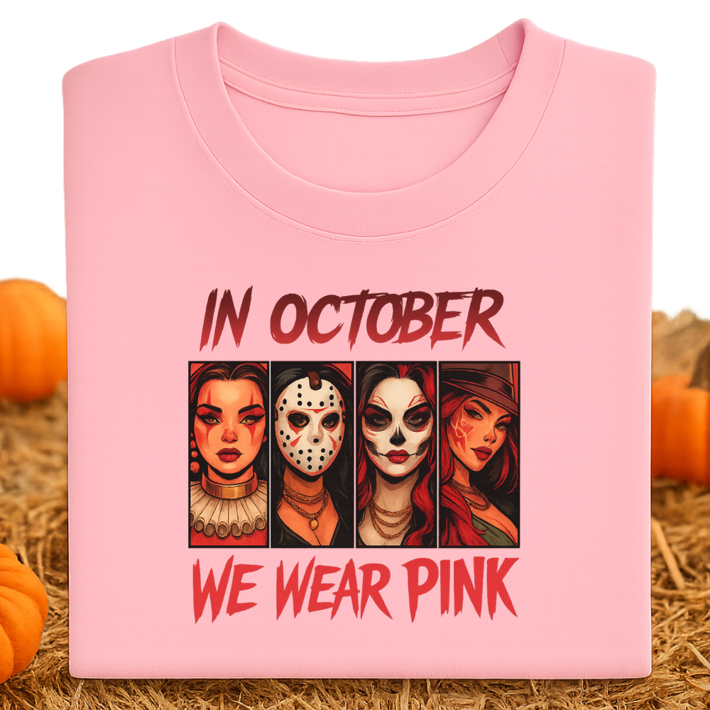 "In October We Wear Pink T-Shirt - Breast Cancer Awareness Unisex Tee"