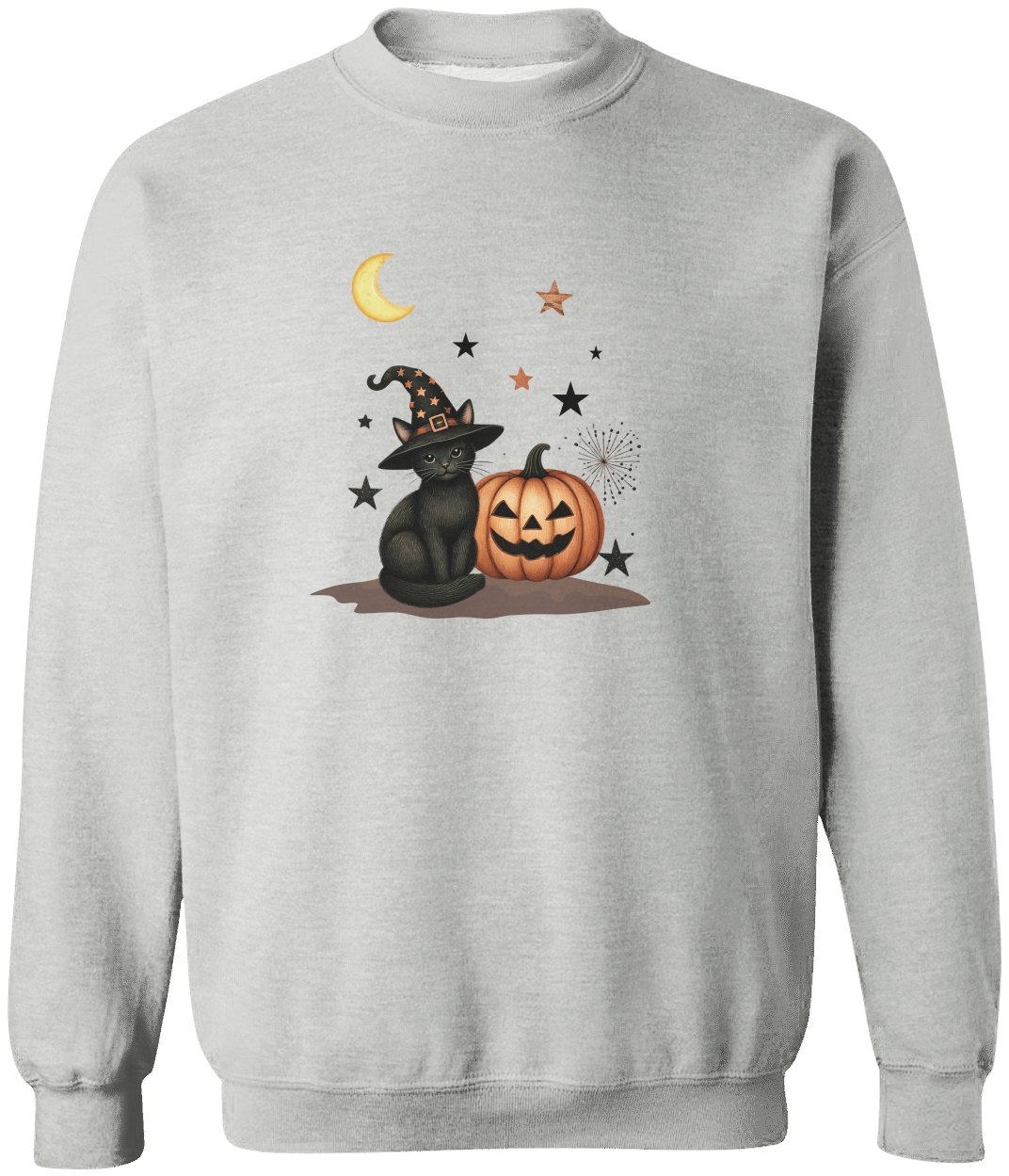 Spooky Cat Crewneck Pullover Sweatshirt