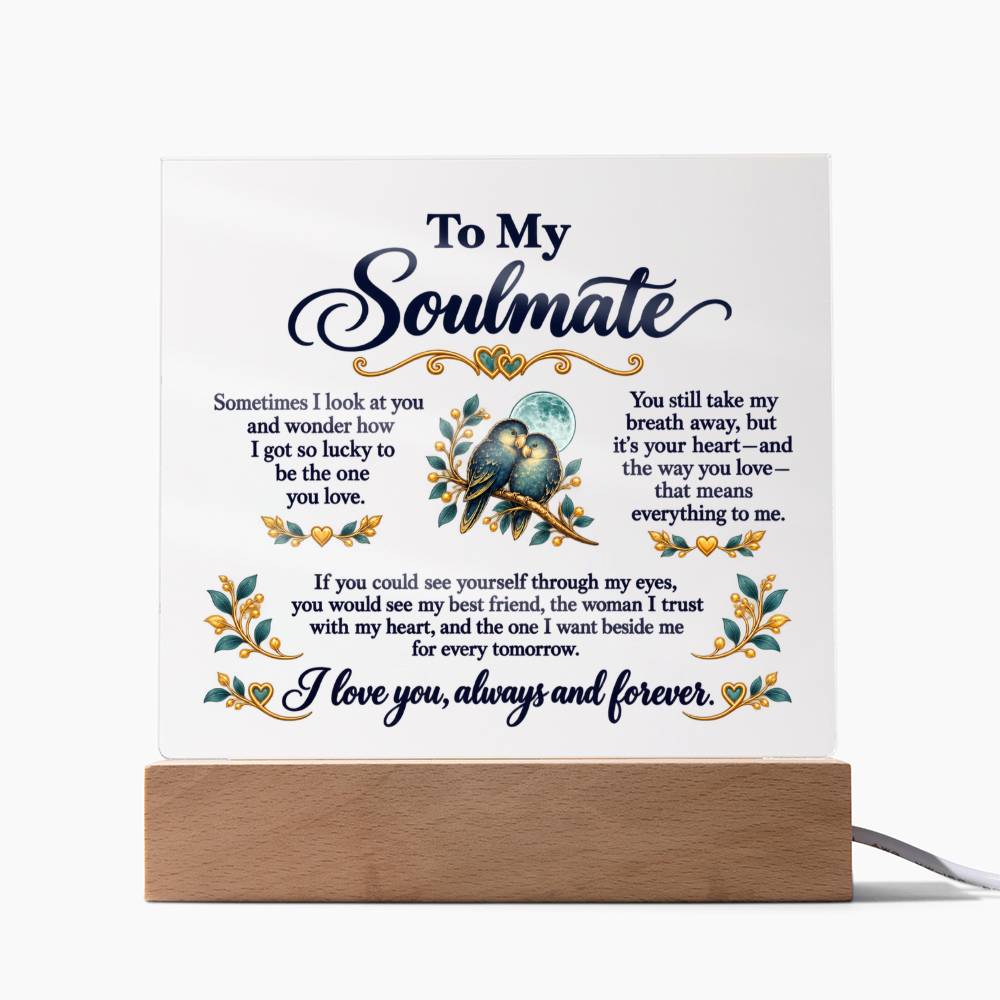 To My Soulmate Lovebirds Acrylic Plaque – Always & Forever