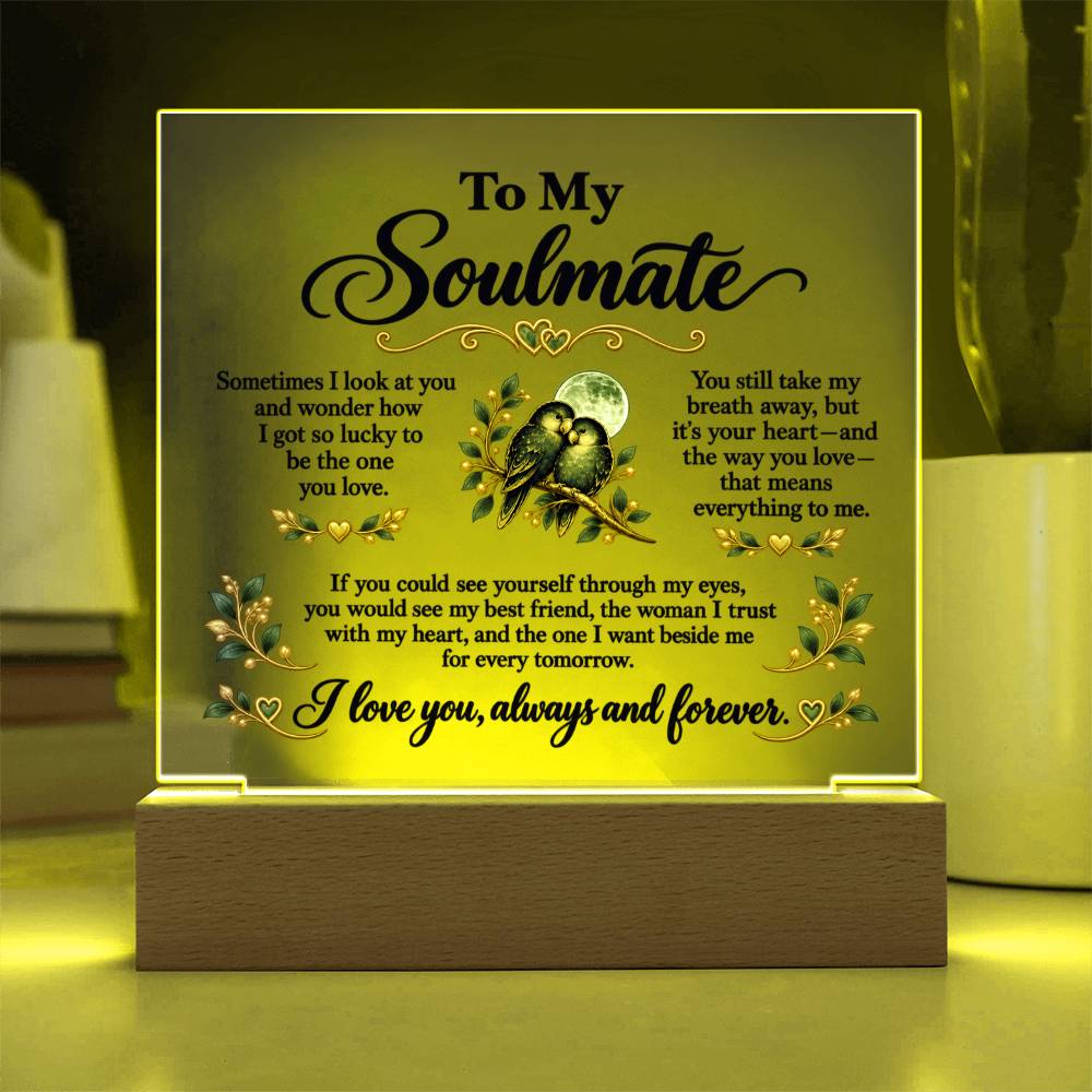 To My Soulmate Lovebirds Acrylic Plaque – Always & Forever