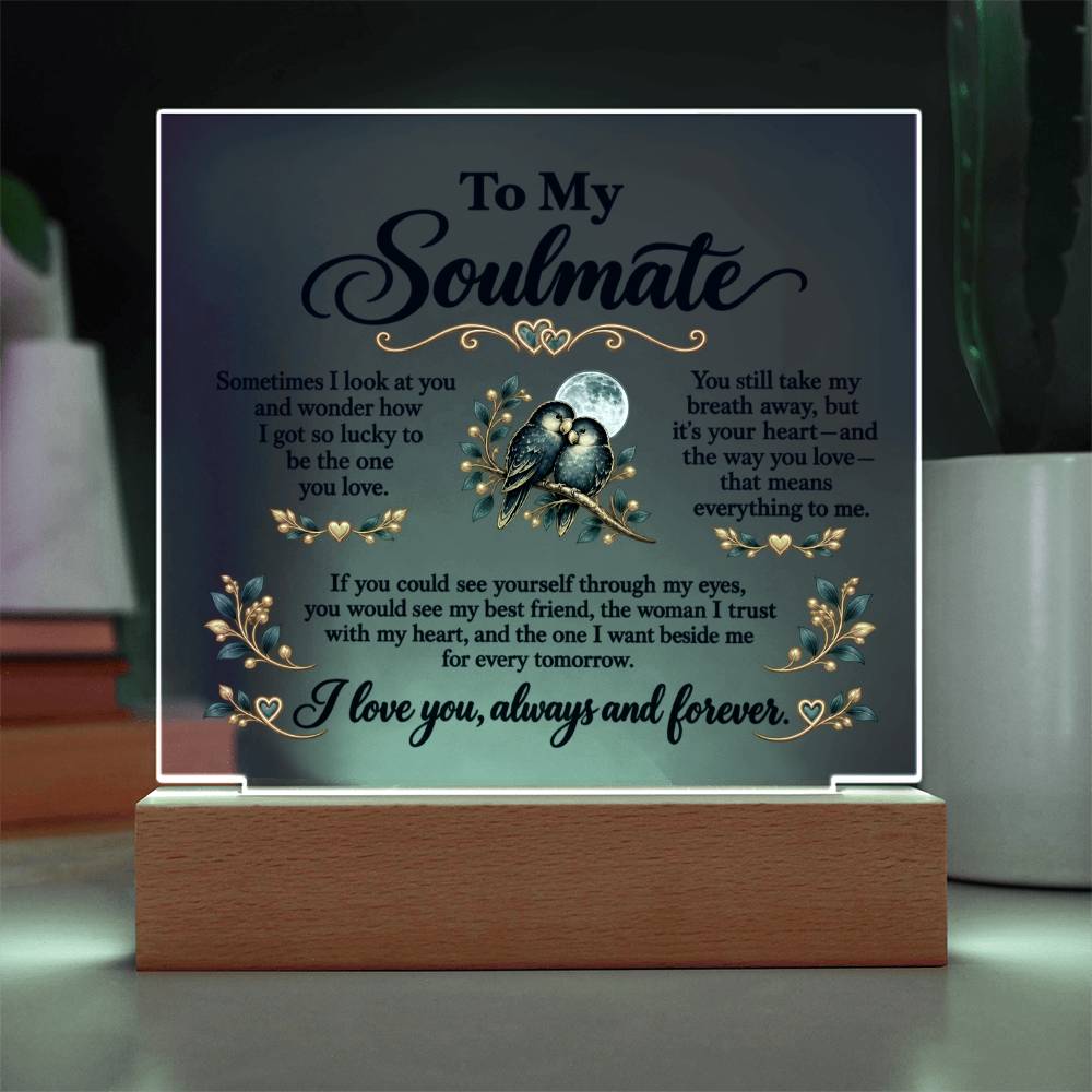 To My Soulmate Lovebirds Acrylic Plaque – Always & Forever