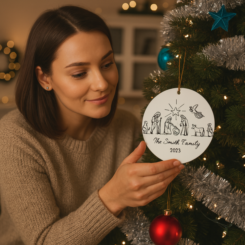Personalized Family Ornament - Custom Circle Christmas Decoration