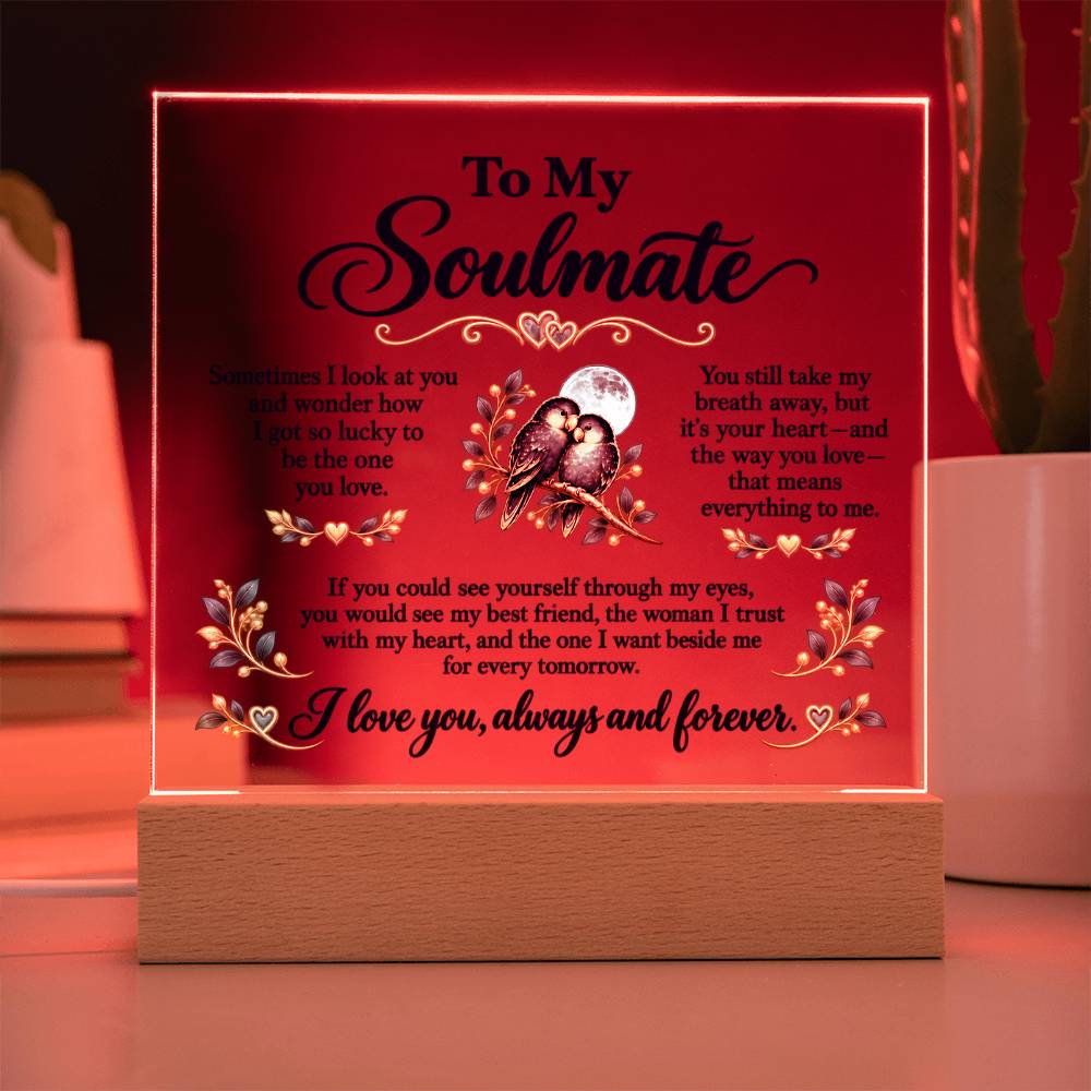 To My Soulmate Lovebirds Acrylic Plaque – Always & Forever