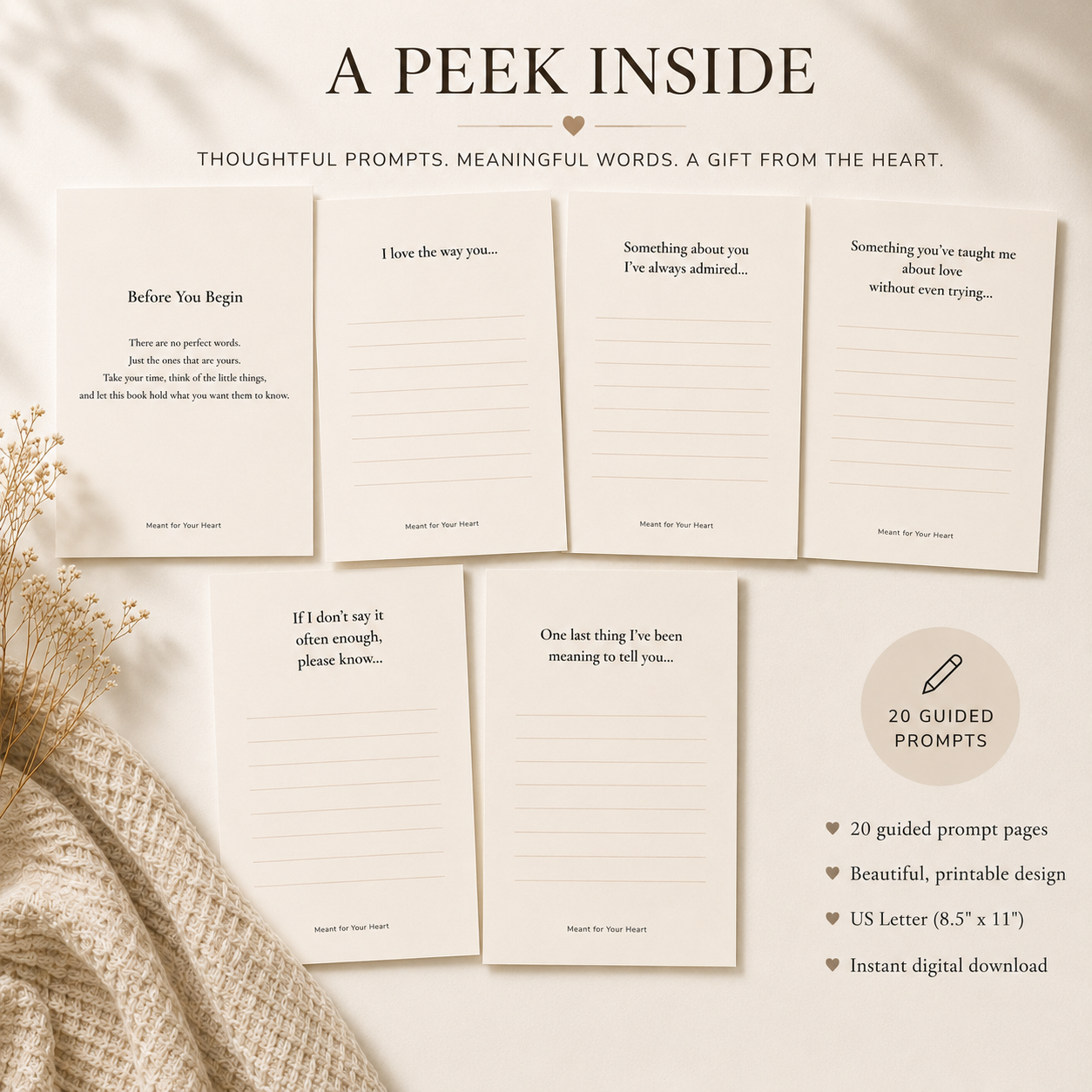 Things I Don’t Say Enough — Printable Love Keepsake