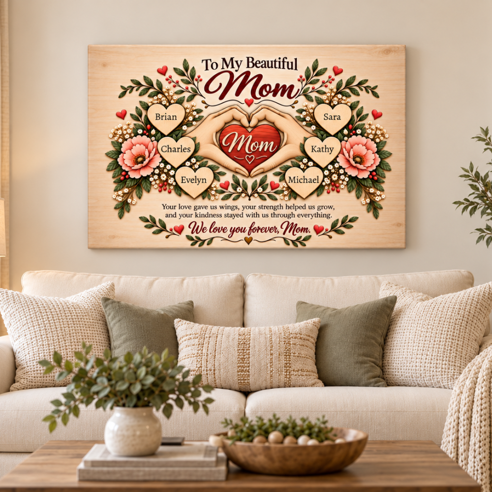 To My Beautiful Mom Canvas – Personalized Gift From Children