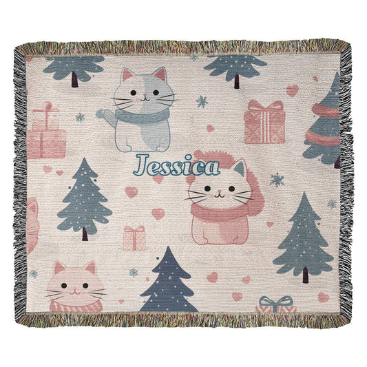 Personalized Christmas Heirloom Artwork Woven Blanket