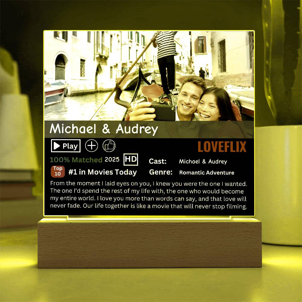 Personalized Loveflix Acrylic Plaque - Perfect Gift