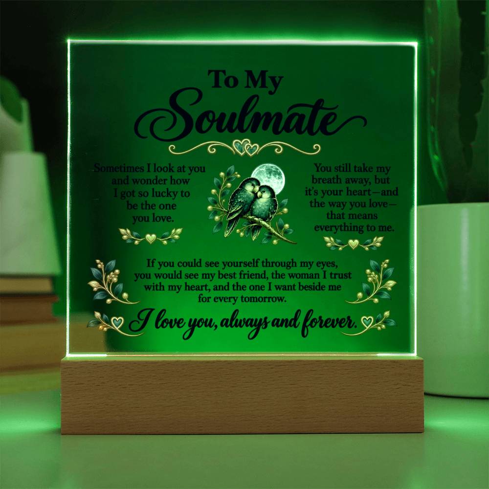 To My Soulmate Lovebirds Acrylic Plaque – Always & Forever