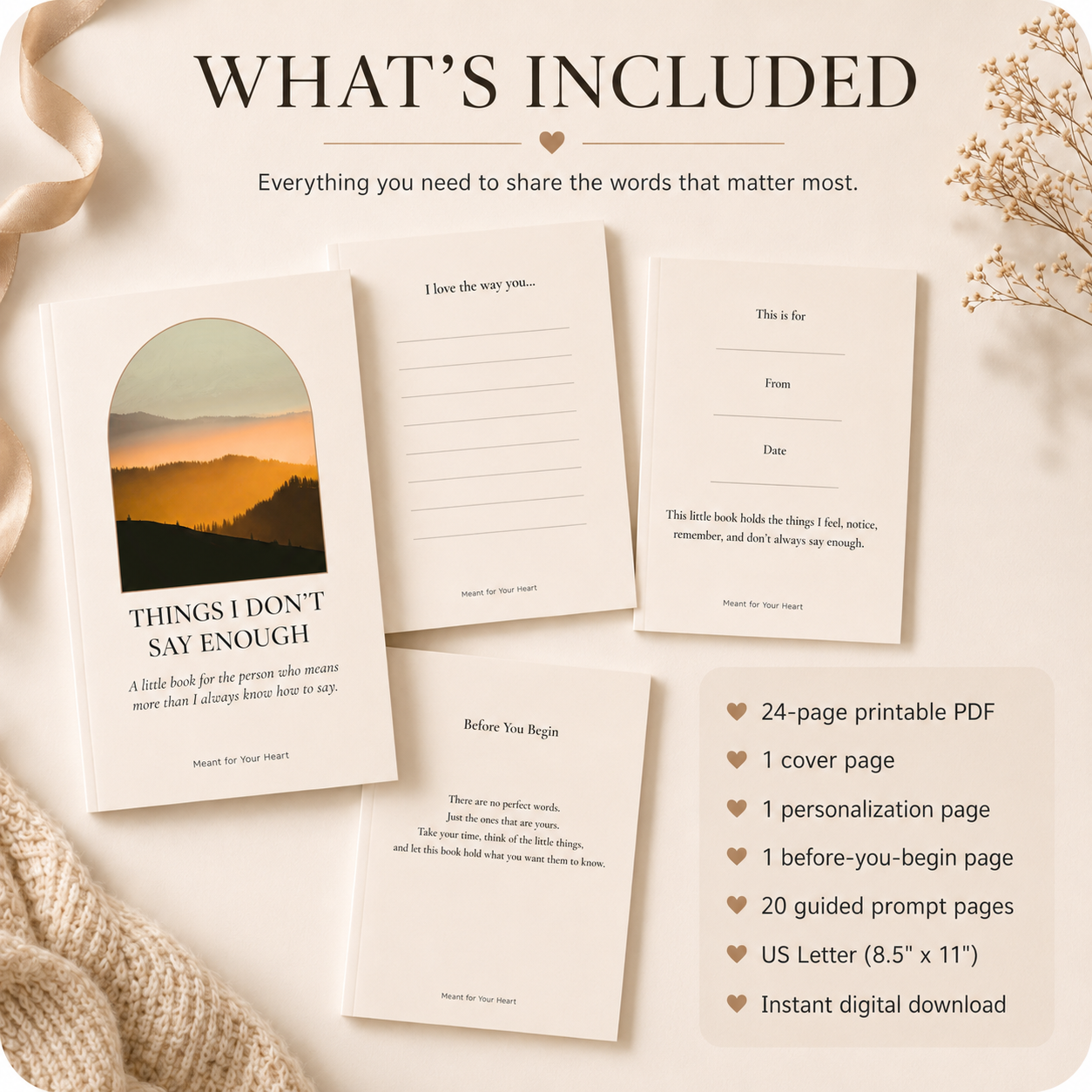 Things I Don’t Say Enough — Printable Love Keepsake