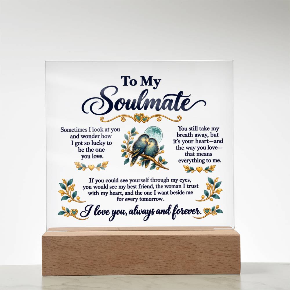 To My Soulmate Lovebirds Acrylic Plaque – Always & Forever