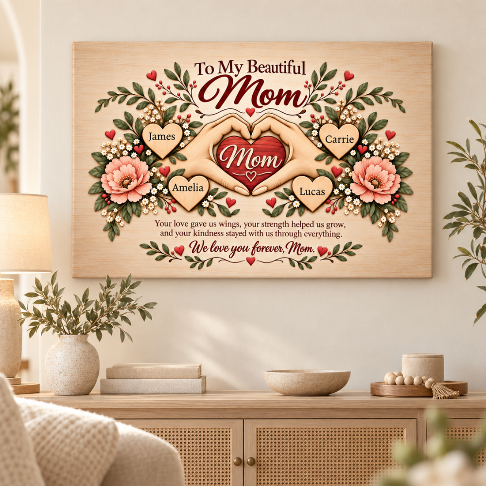 To My Beautiful Mom Canvas – Personalized Gift From Children