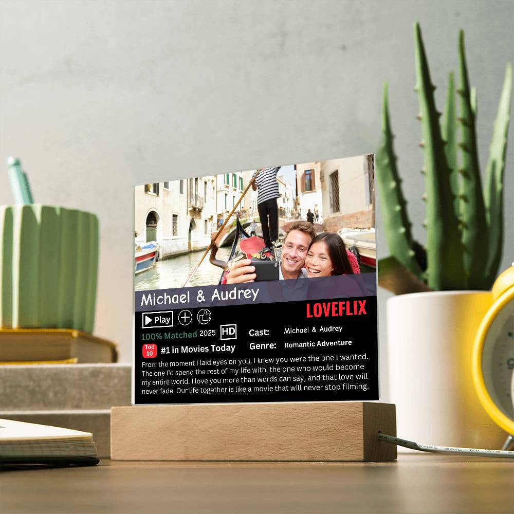 Personalized Loveflix Acrylic Plaque - Perfect Gift