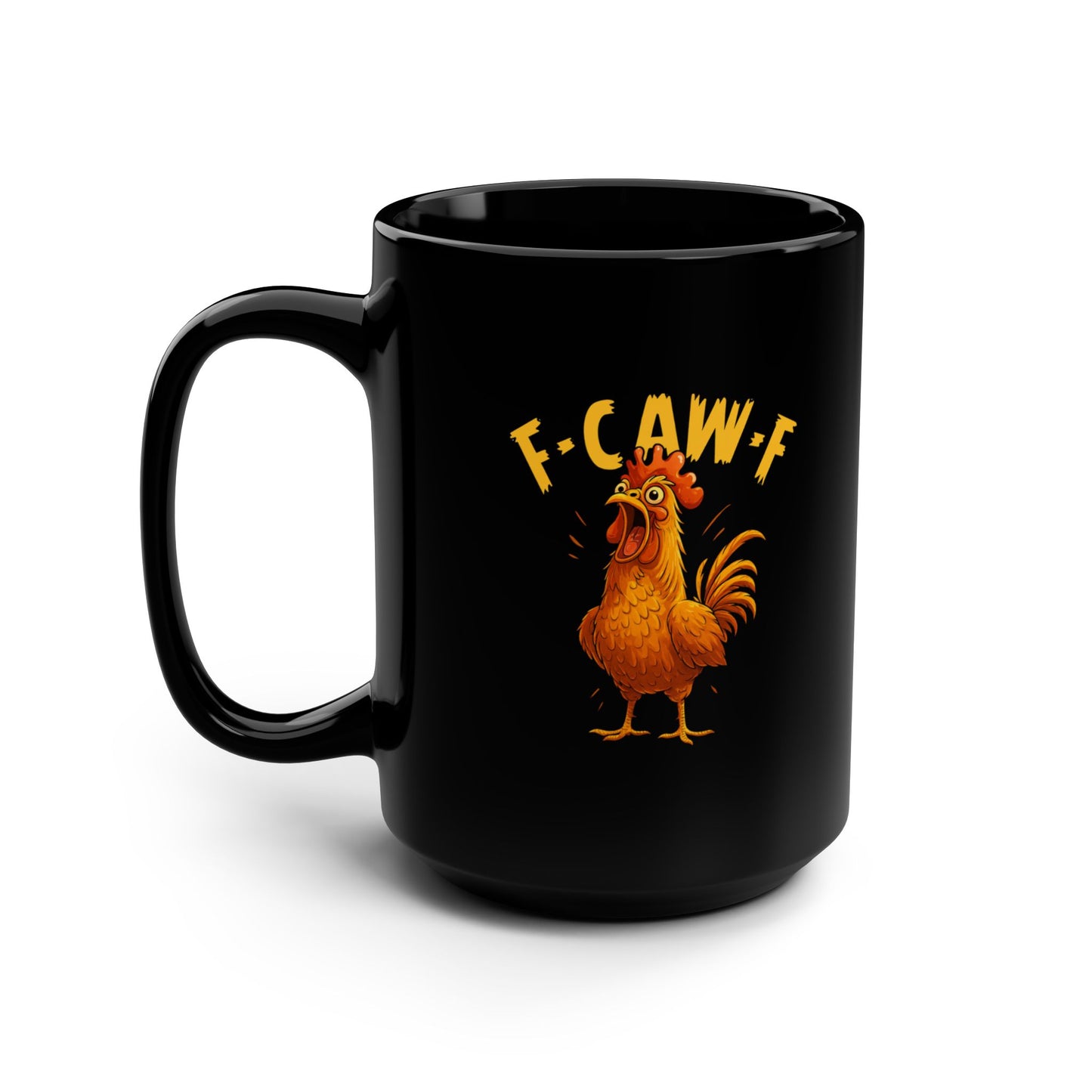 Black Chicken Mug - 15oz Ceramic Coffee Mug with Glossy Finish