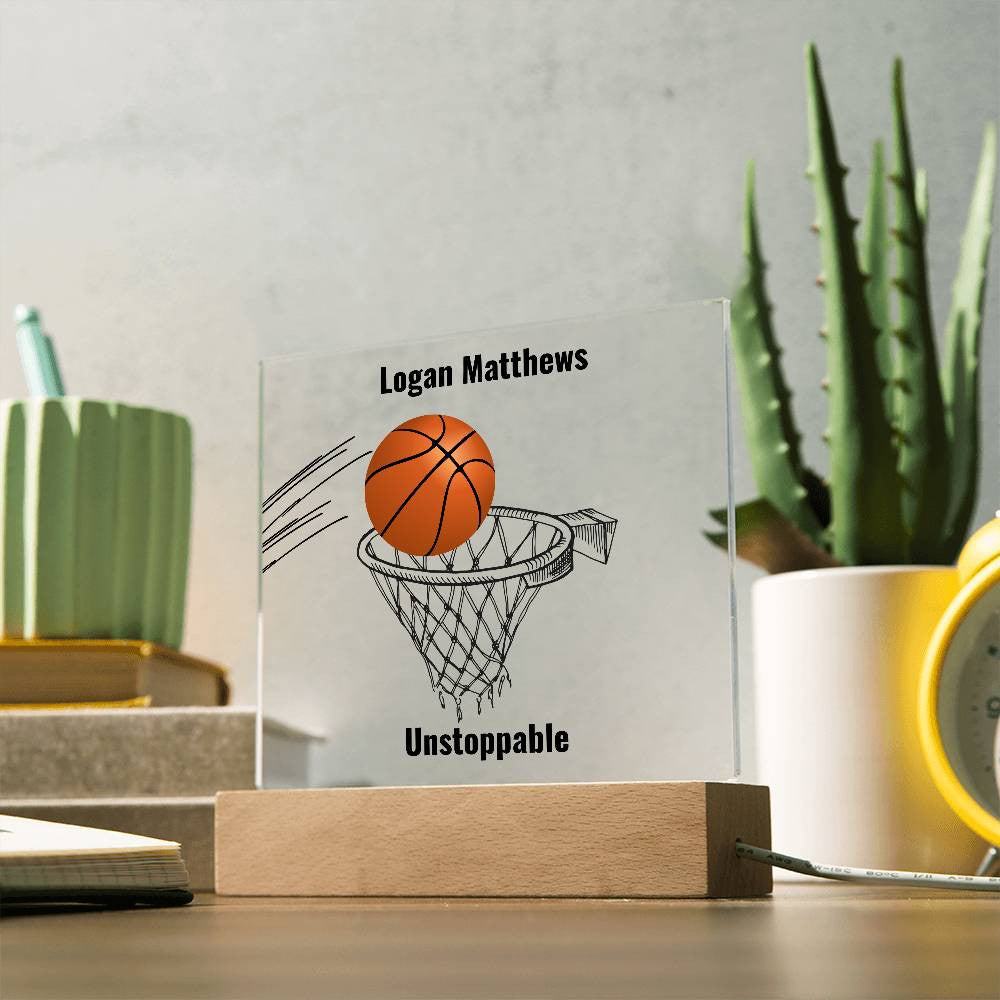 Nothing But Net | Personalized Basketball Acrylic Plaque