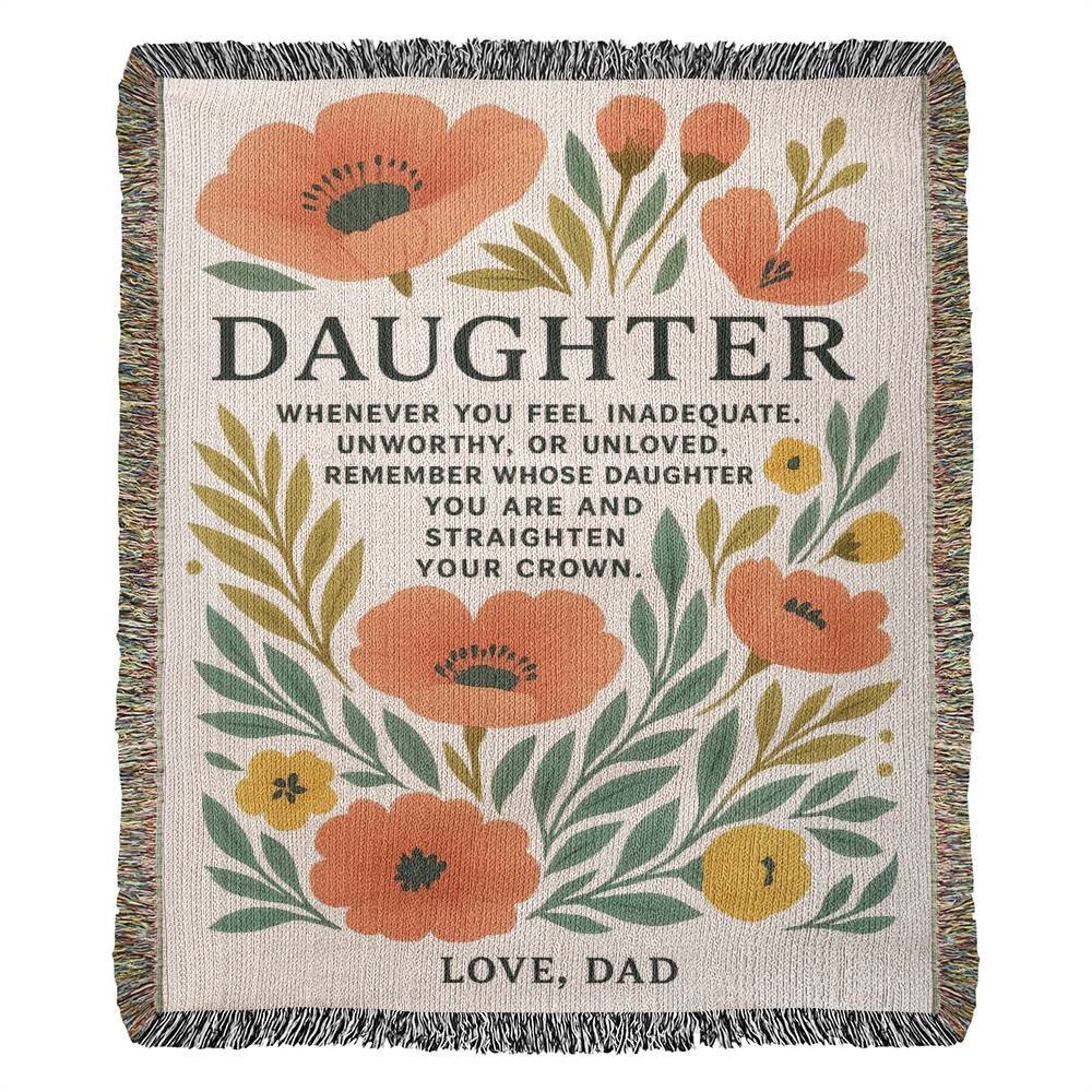 To My Daughter Blanket – Crown of Love | Cozy Woven Gift from Dad