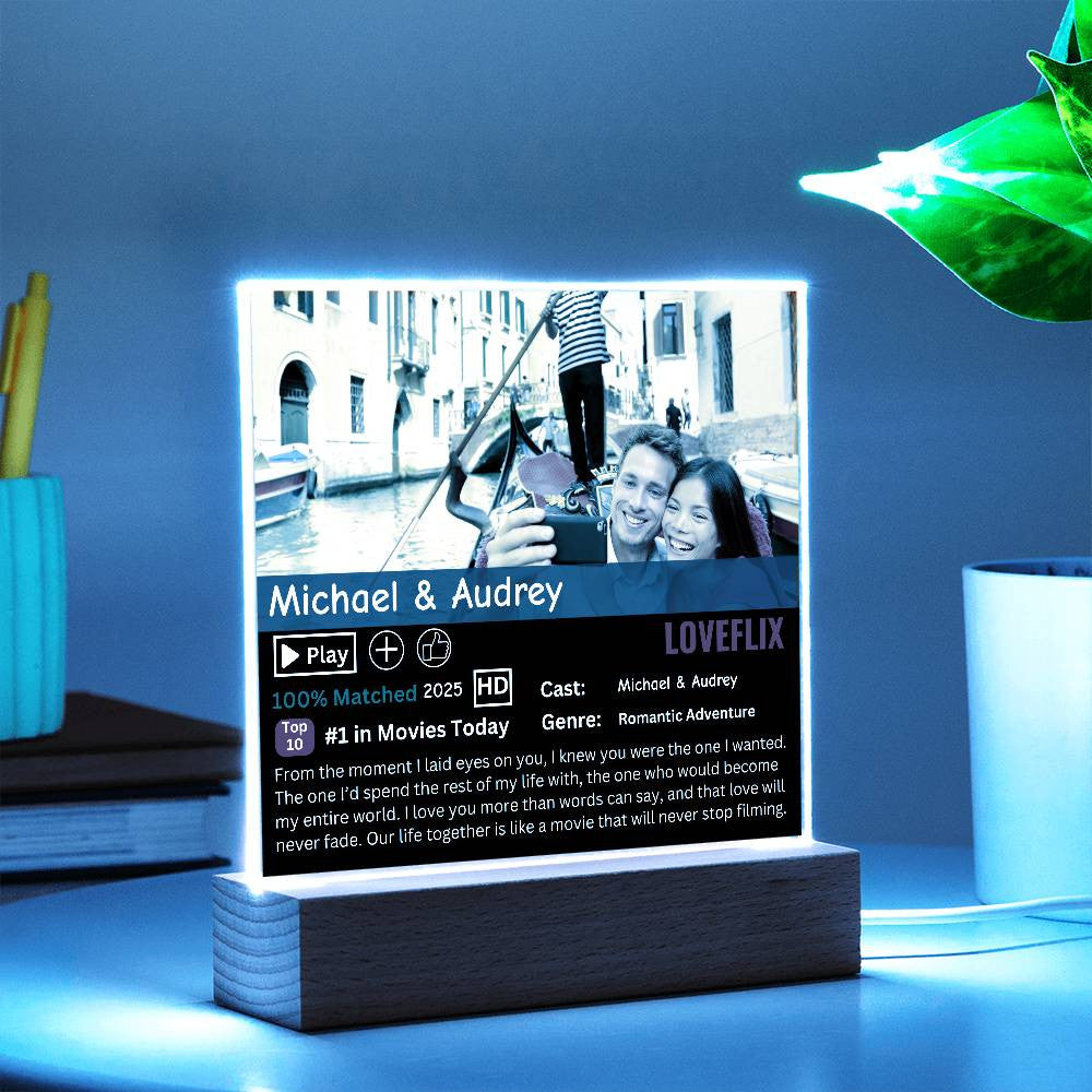 Personalized Loveflix Acrylic Plaque - Perfect Gift