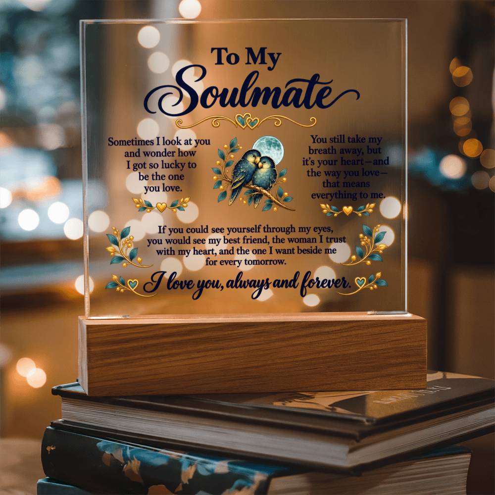 To My Soulmate Lovebirds Acrylic Plaque – Always & Forever
