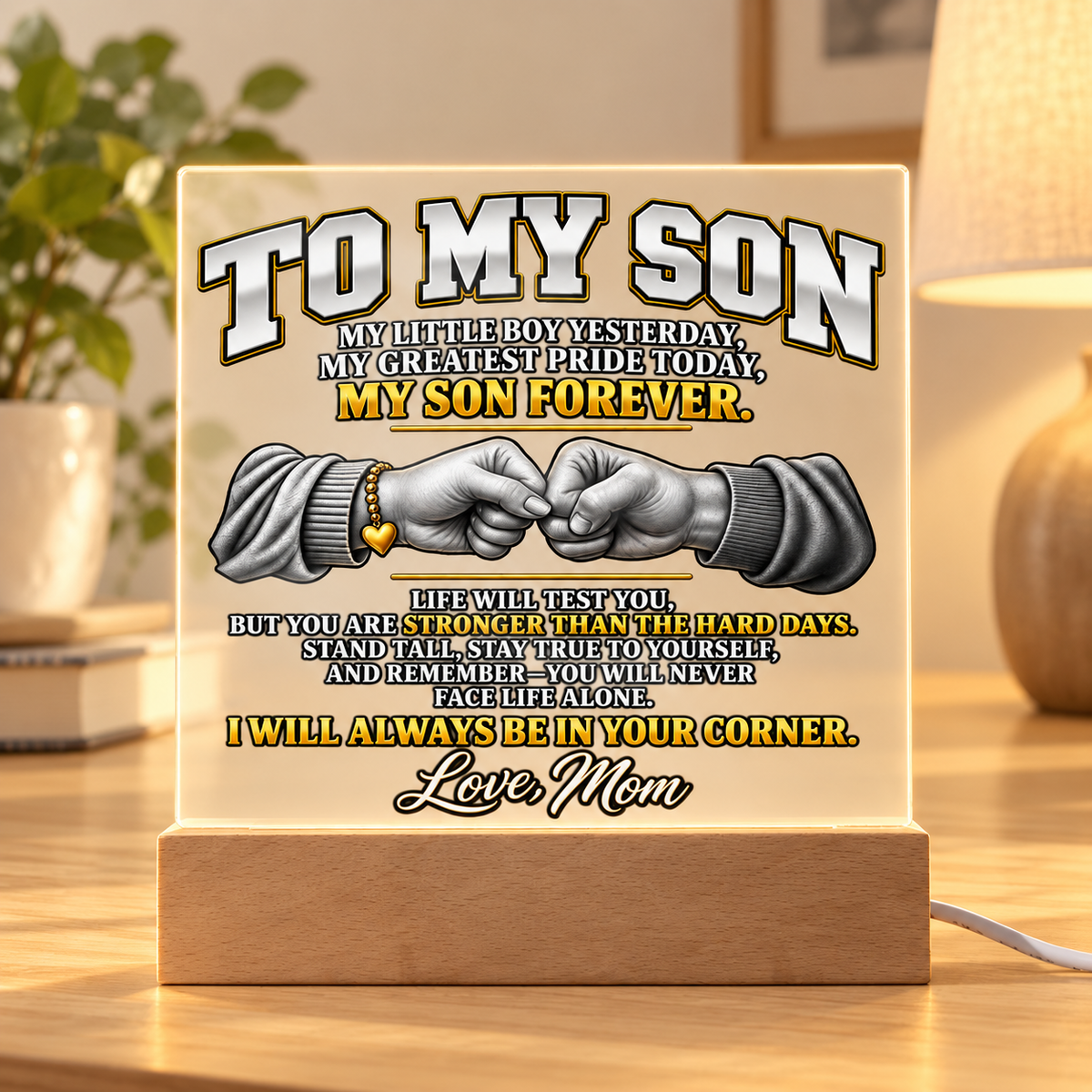 To My Son LED Acrylic Plaque – I’ll Always Be in Your Corner