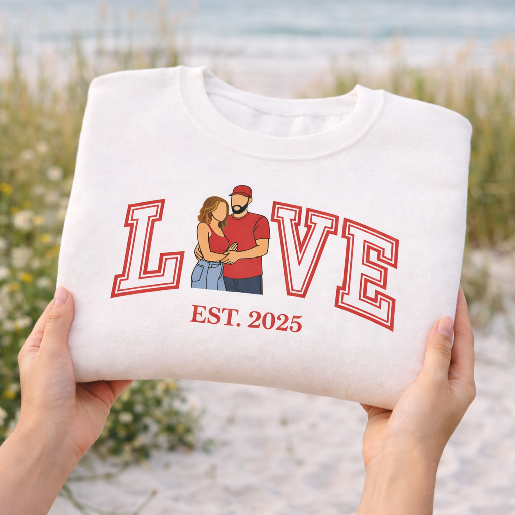 Custom Photo Couples Sweatshirt | Personalized Matching Crewneck for Him & Her