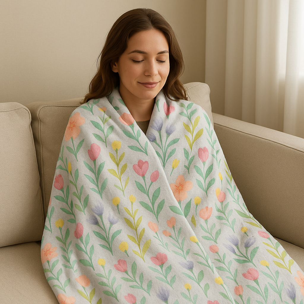 Luxurious Floral Print Fleece Blanket - Ultra Soft & Cozy Throw