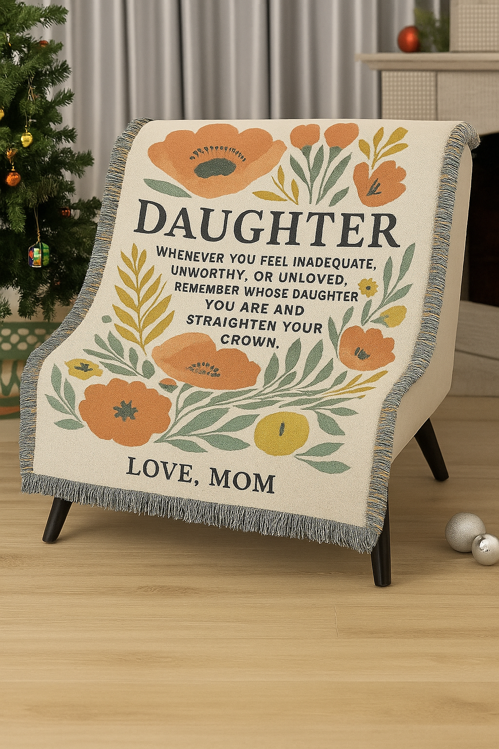 To My Daughter Blanket – Crown of Love | Cozy Woven Gift from Mom