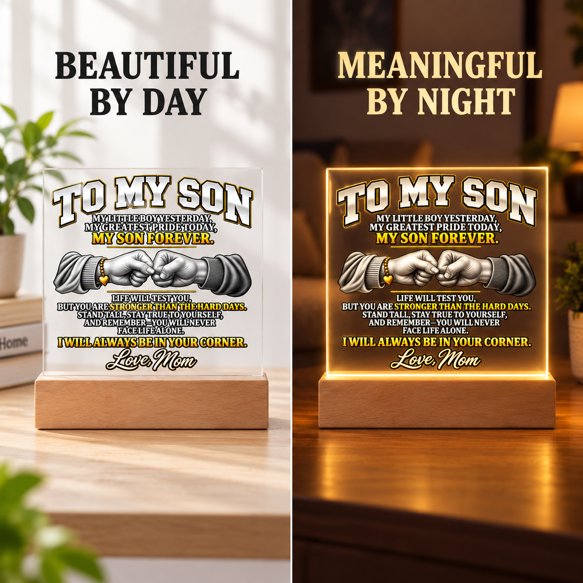 To My Son LED Acrylic Plaque – I’ll Always Be in Your Corner