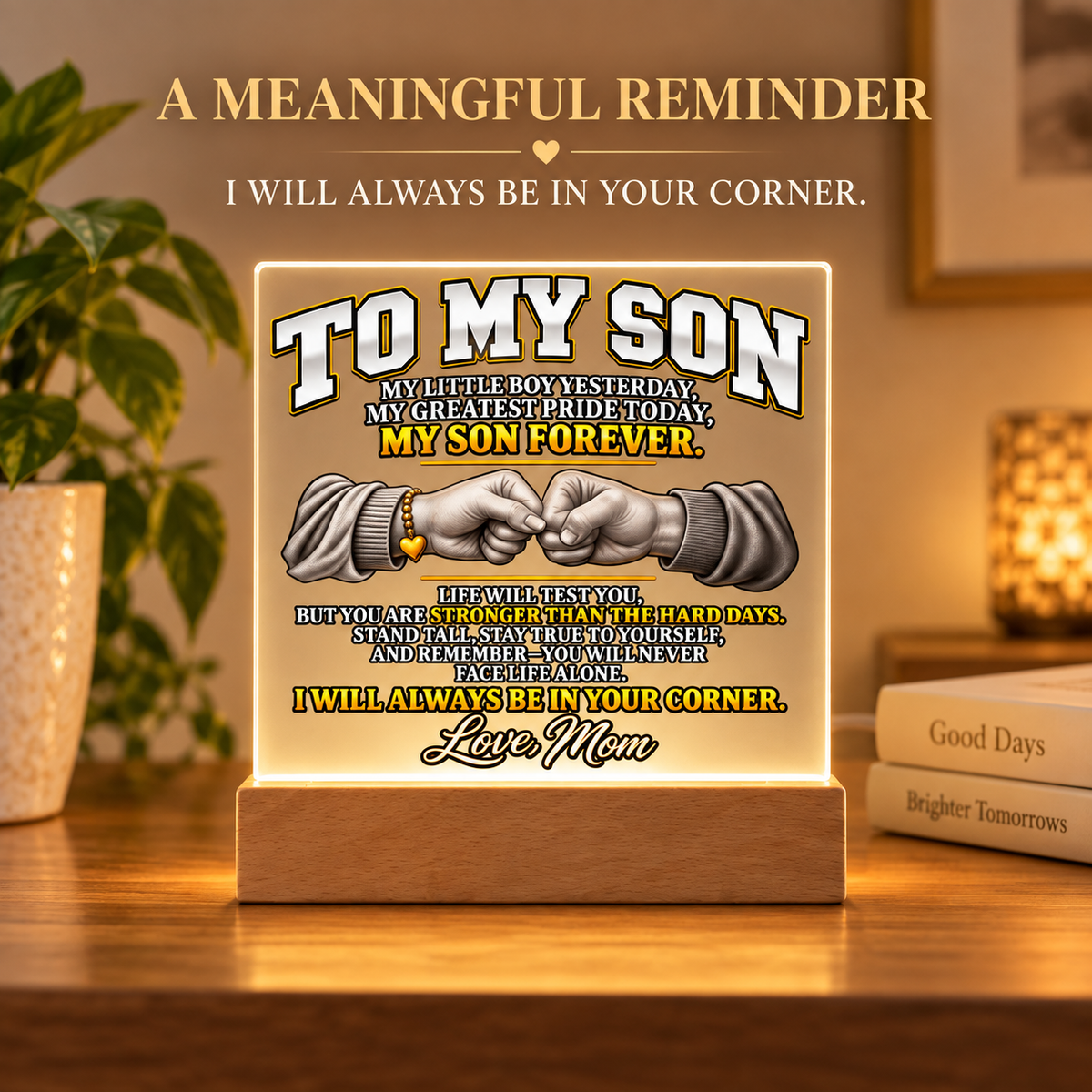 To My Son LED Acrylic Plaque – I’ll Always Be in Your Corner