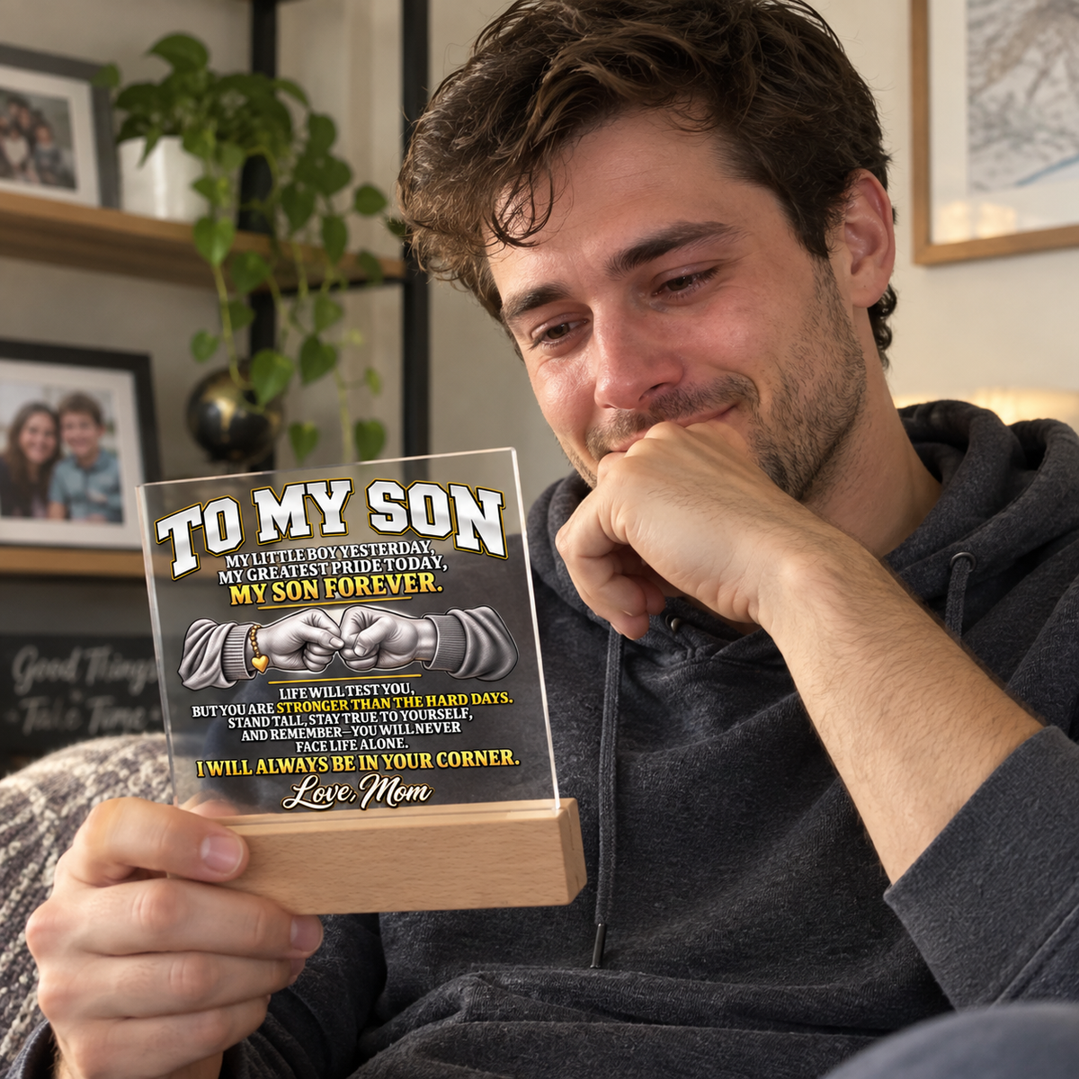 To My Son LED Acrylic Plaque – I’ll Always Be in Your Corner