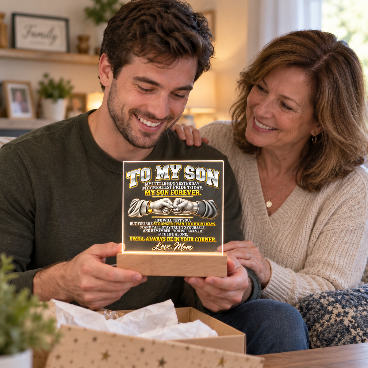 To My Son LED Acrylic Plaque – I’ll Always Be in Your Corner