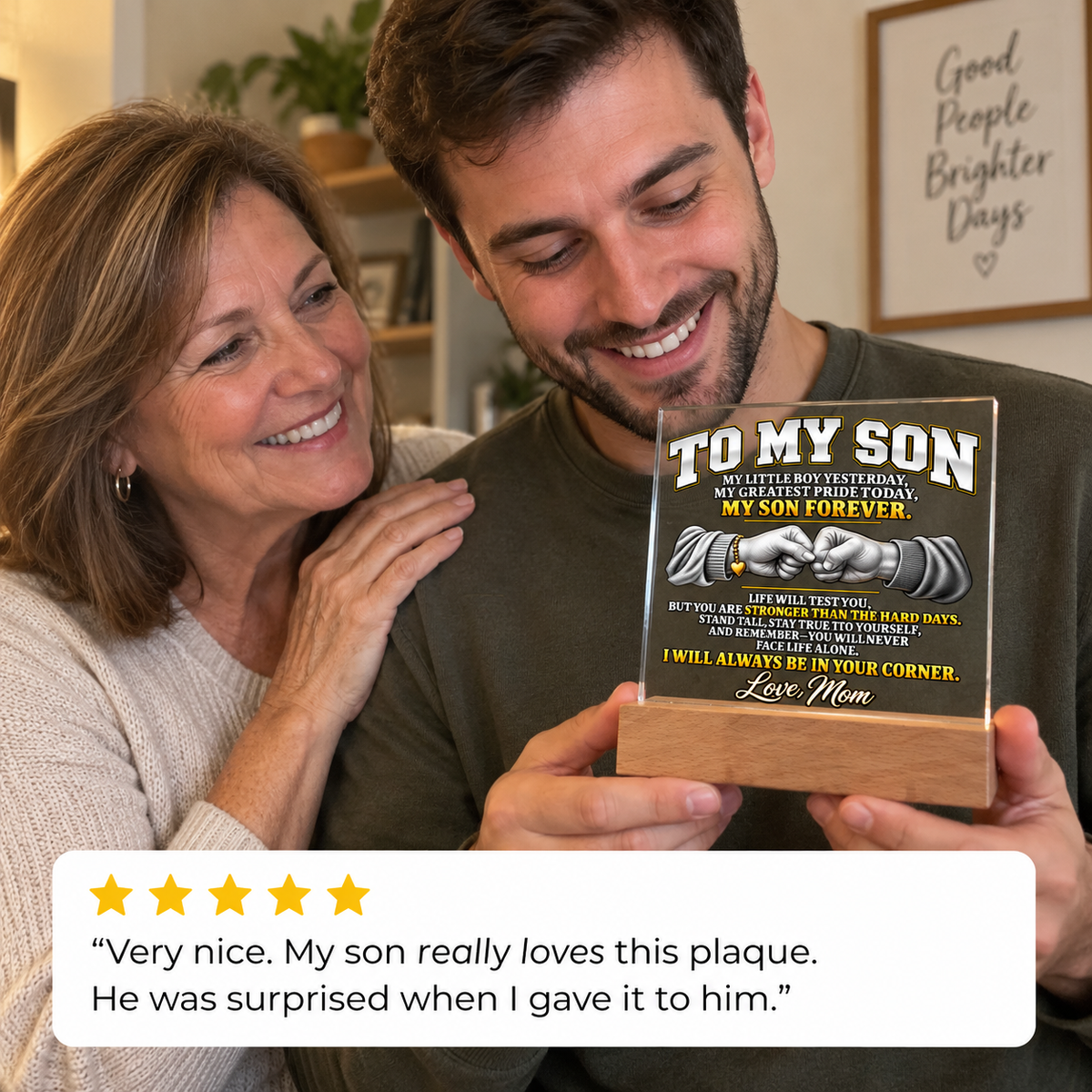 To My Son LED Acrylic Plaque – I’ll Always Be in Your Corner