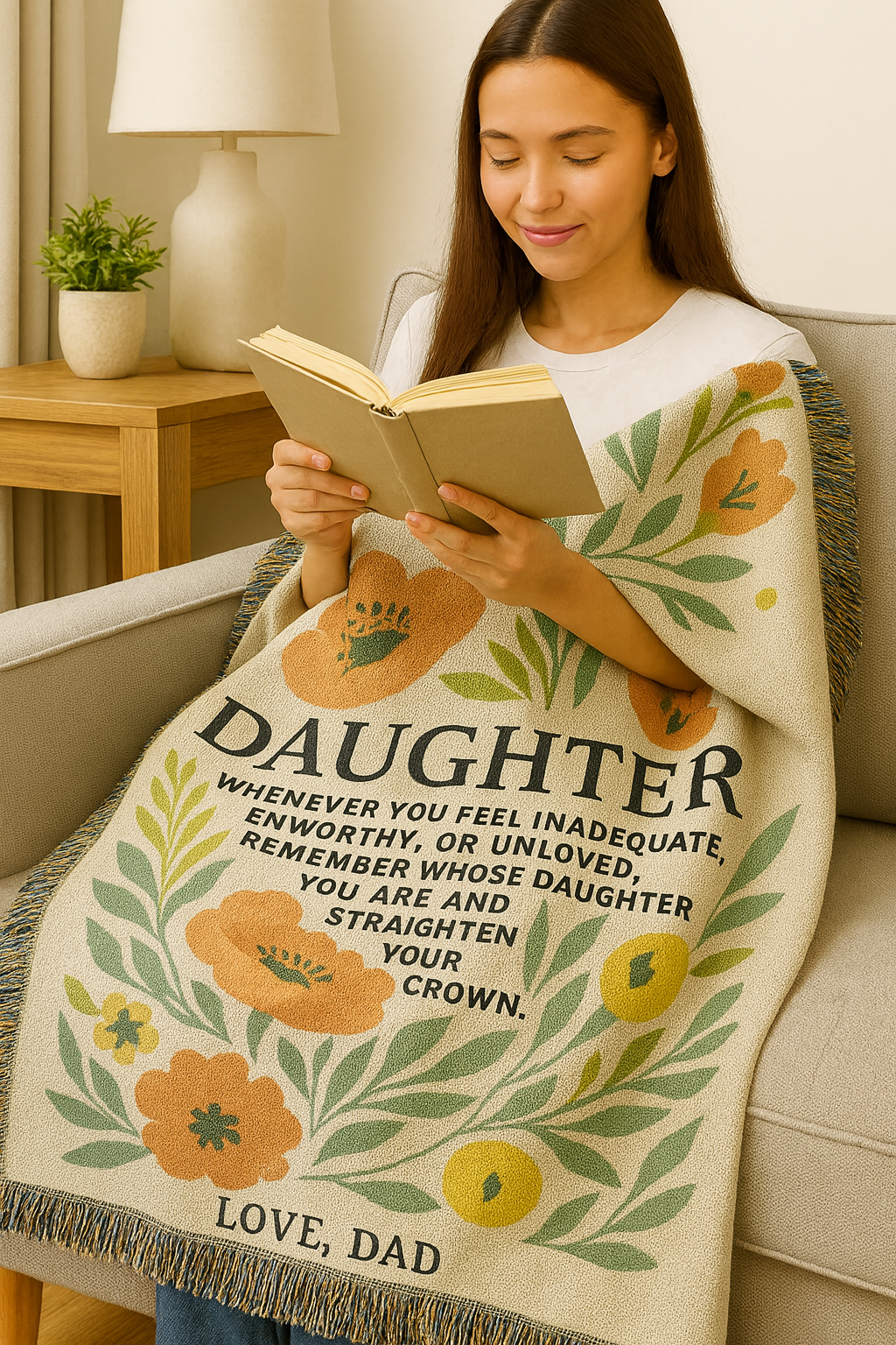 To My Daughter Blanket – Crown of Love | Cozy Woven Gift from Dad