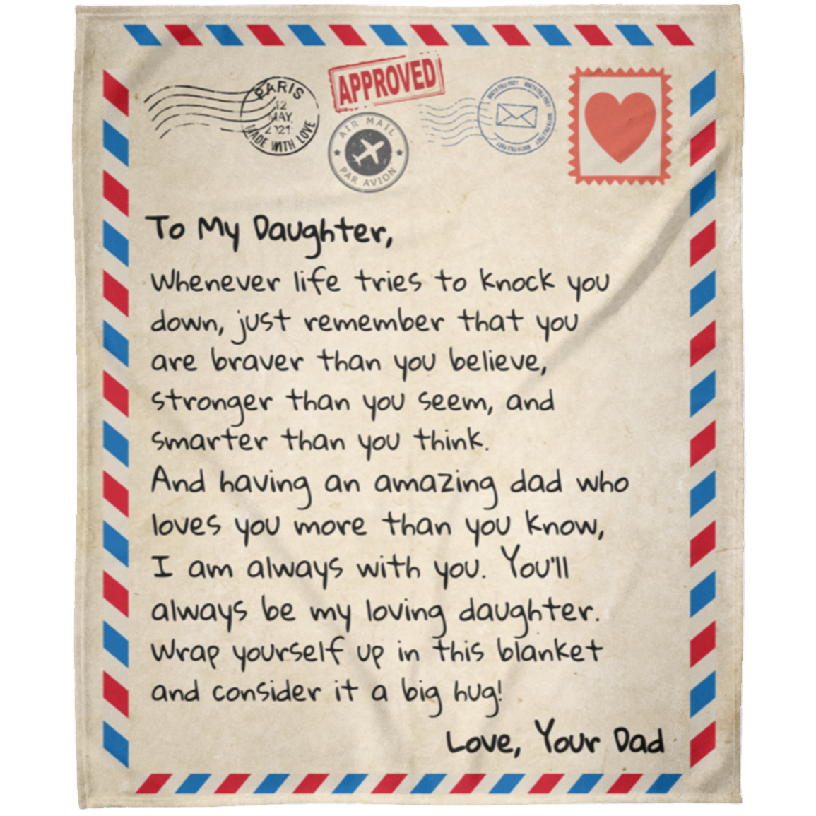 To My Daughter | Love Dad | Letter Blanket