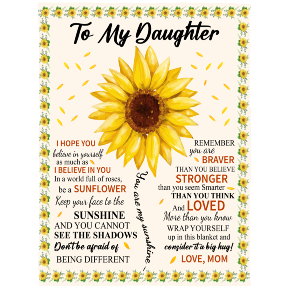 To My Daughter Blanket - You Are My Sunshine