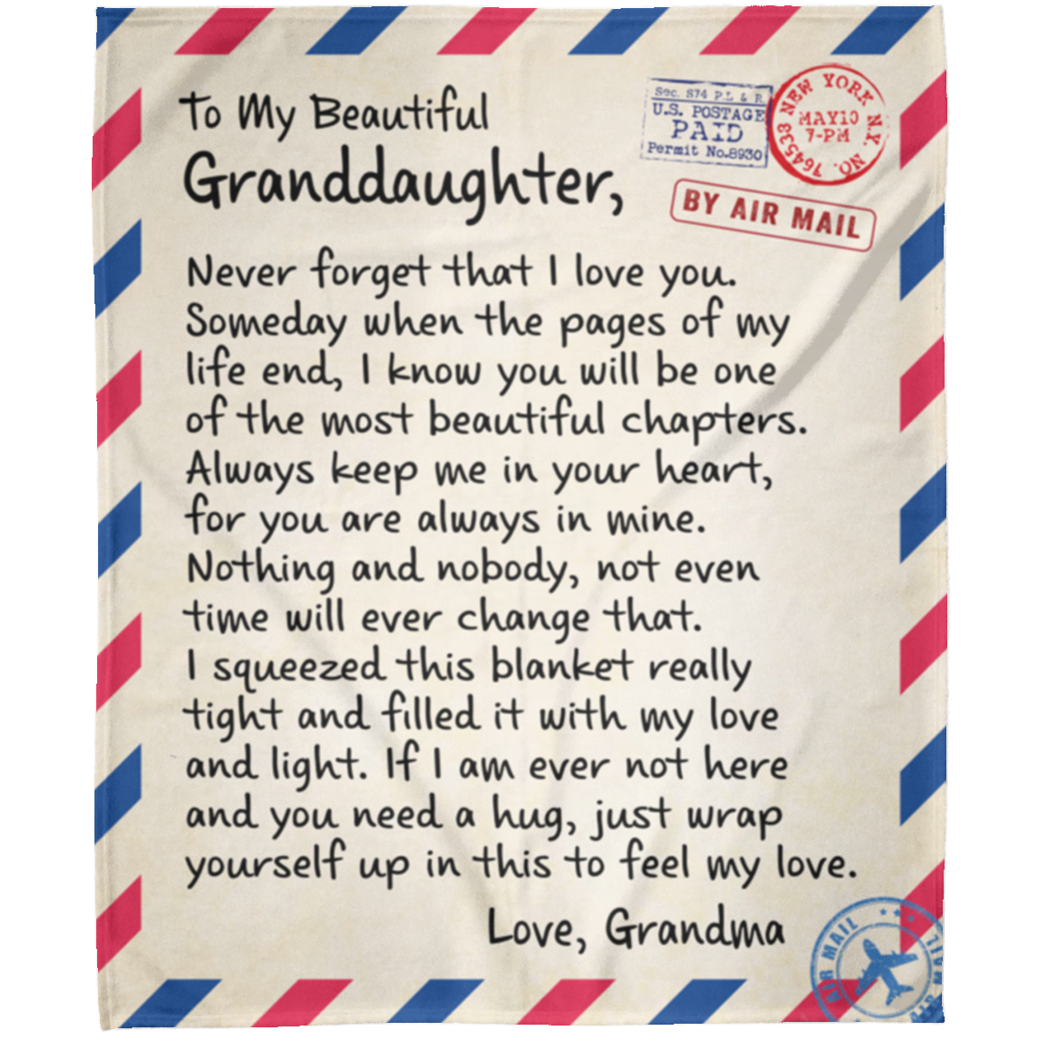 To My Beautiful Granddaughter Blanket- Always Keep Me in Your Heart