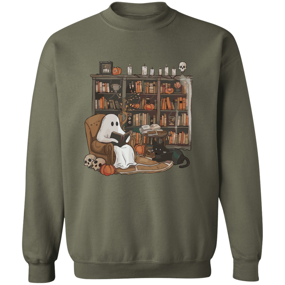 Library Ghost Crewneck Pullover Sweatshirt