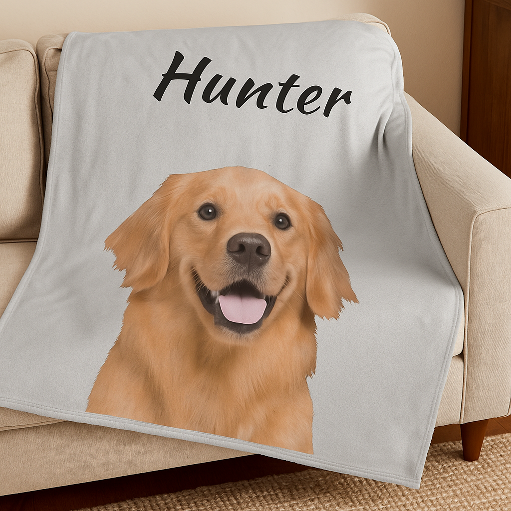 "Custom Pet Blanket - Personalized Photo Blanket for Dog & Cat Lovers"