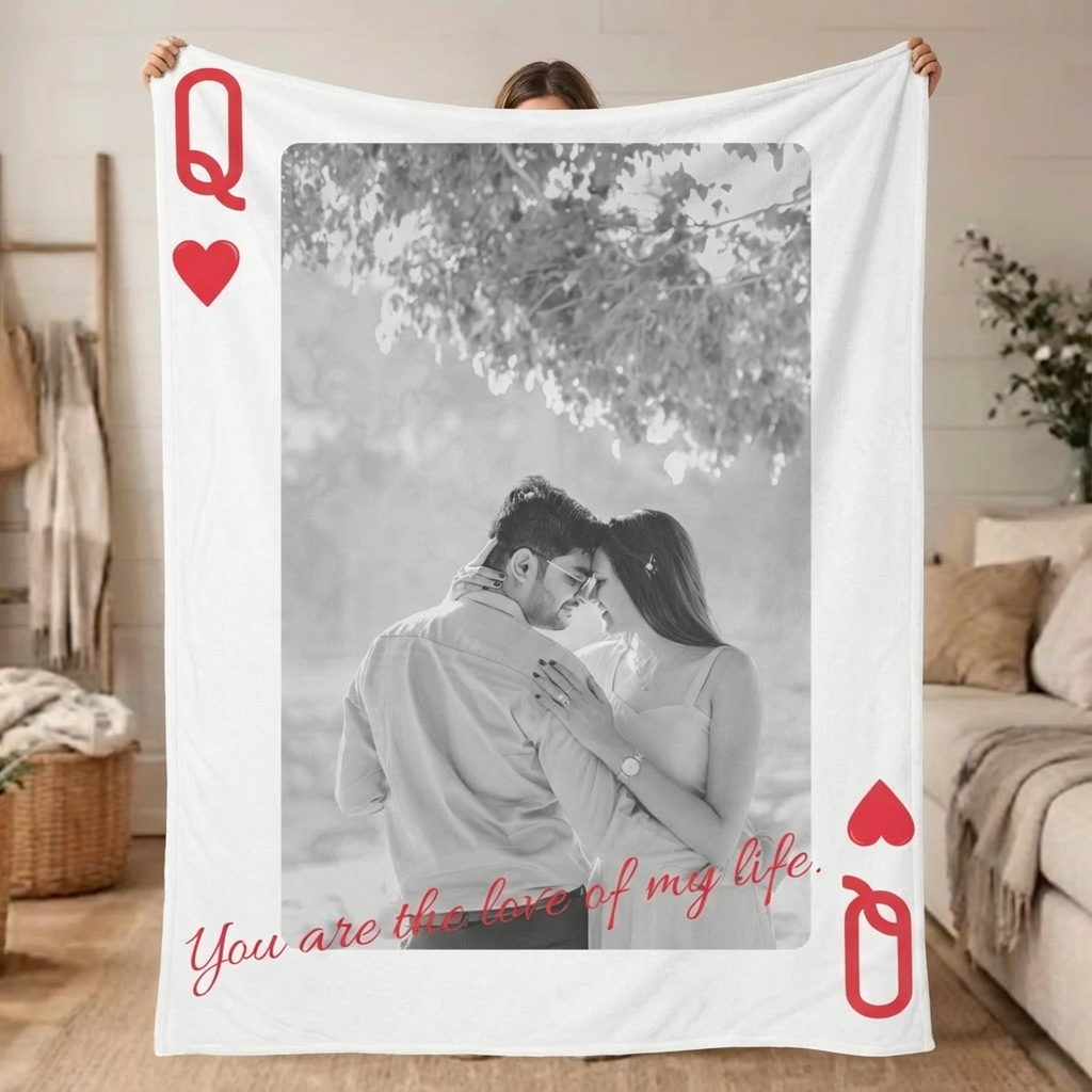 Personalized Queen Photo Blanket for Couples – Custom Anniversary & Valentine’s Gift (50×60 or 60×80)