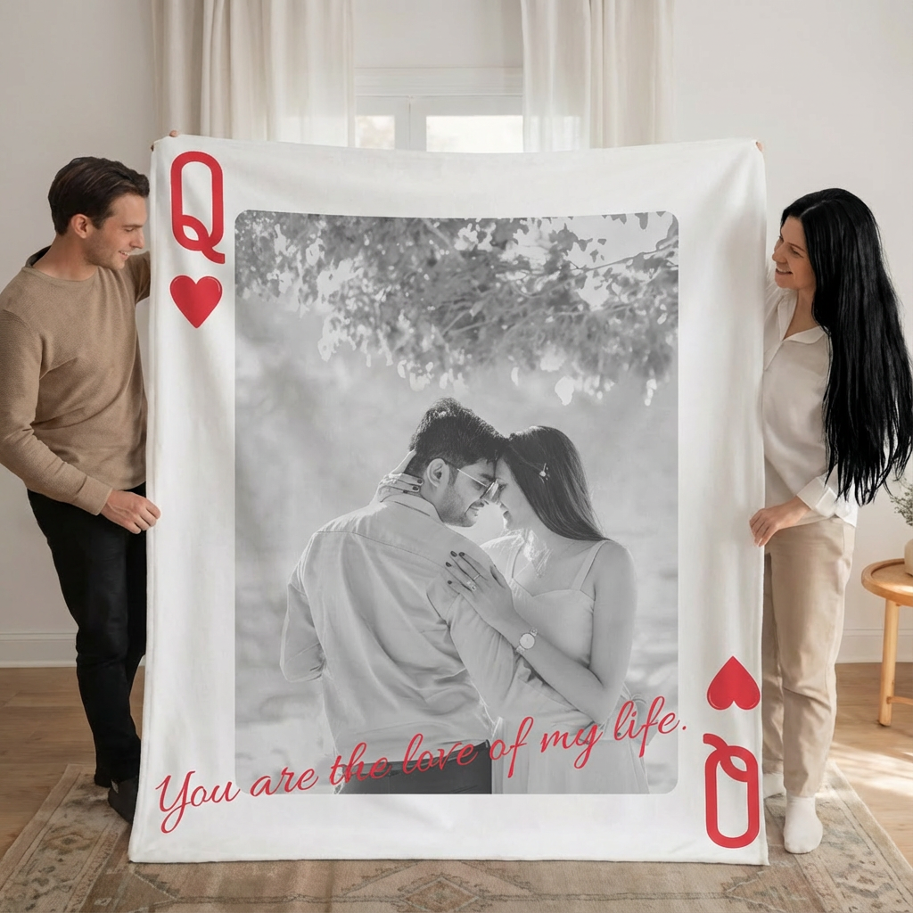 Personalized Queen Photo Blanket for Couples – Custom Anniversary & Valentine’s Gift (50×60 or 60×80)