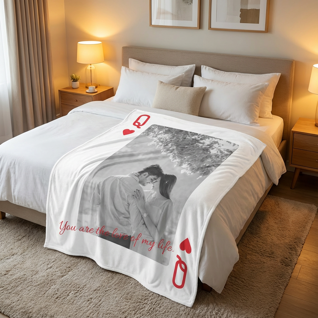 Personalized Queen Photo Blanket for Couples – Custom Anniversary & Valentine’s Gift (50×60 or 60×80)
