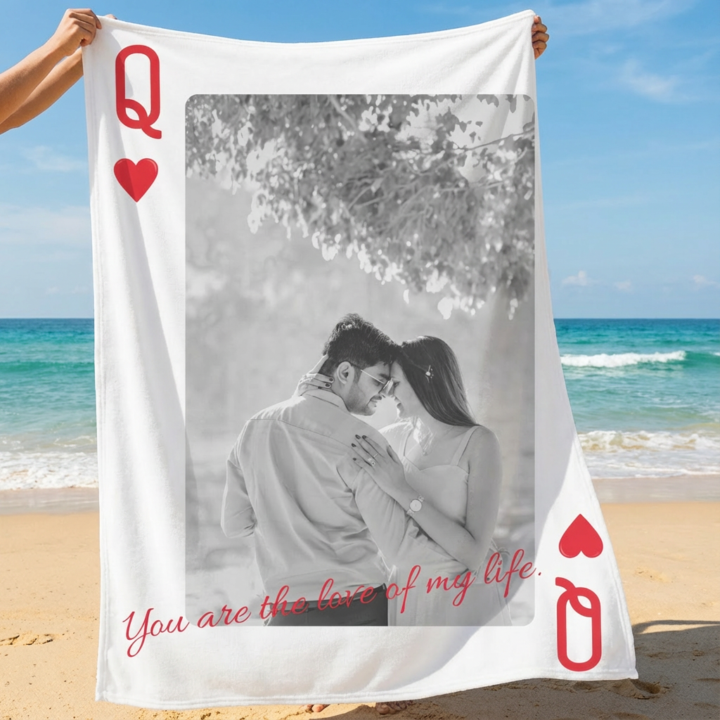 Personalized Queen Photo Blanket for Couples – Custom Anniversary & Valentine’s Gift (50×60 or 60×80)