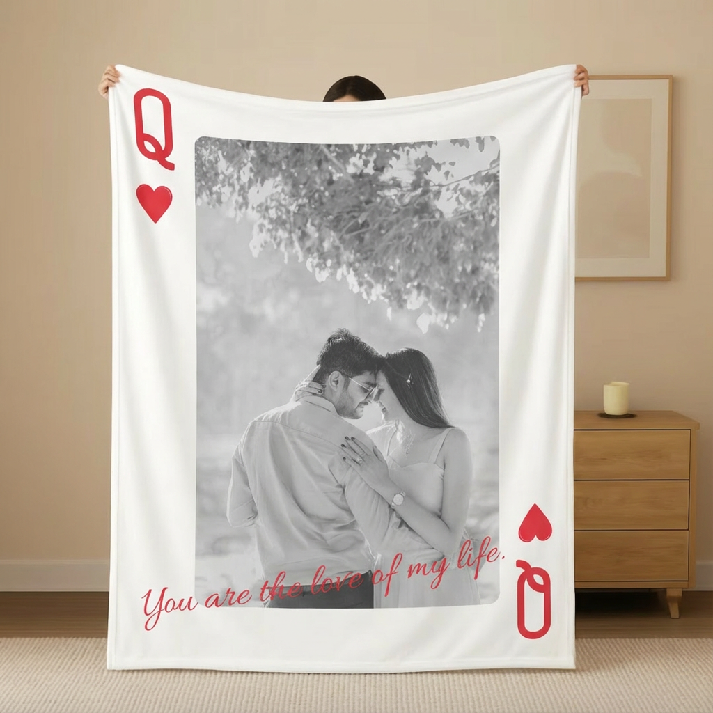 Personalized Queen Photo Blanket for Couples – Custom Anniversary & Valentine’s Gift (50×60 or 60×80)