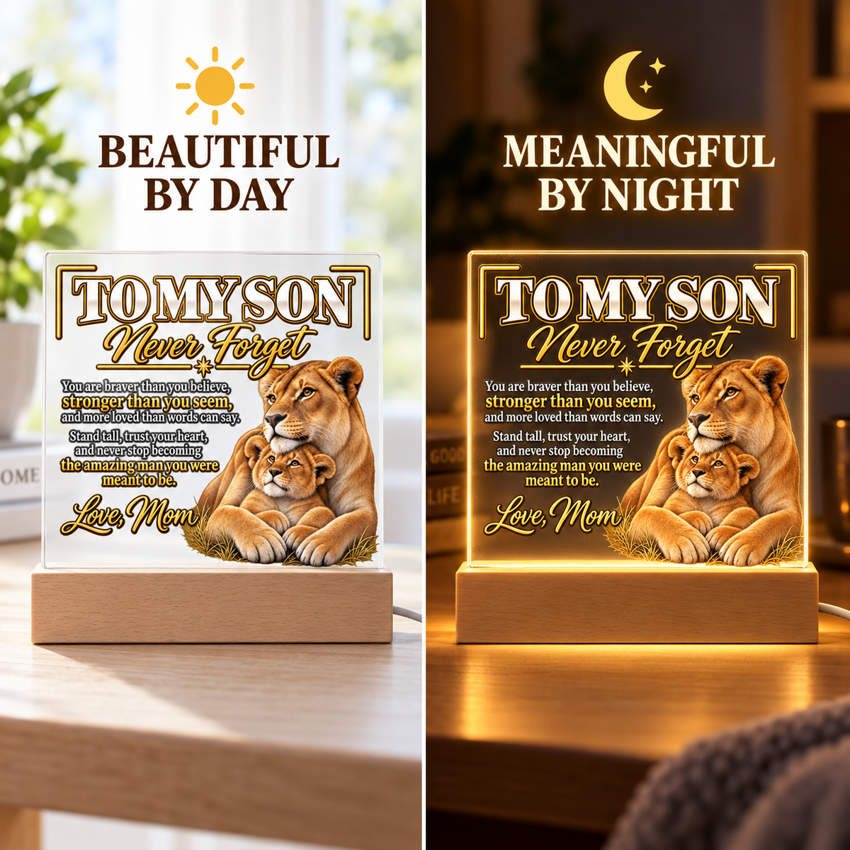 To My Son “Never Forget” LED Acrylic Plaque – Meaningful Gift From Mom